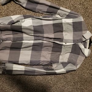 Grey plaid long sleeve shirt